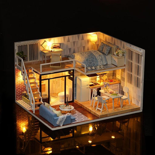CUTEBEE DIY Doll House Wooden Doll Houses Miniature Dollhouse Furniture Diorama Kit with LED Toys for Children Christmas Gift - Très Elite
