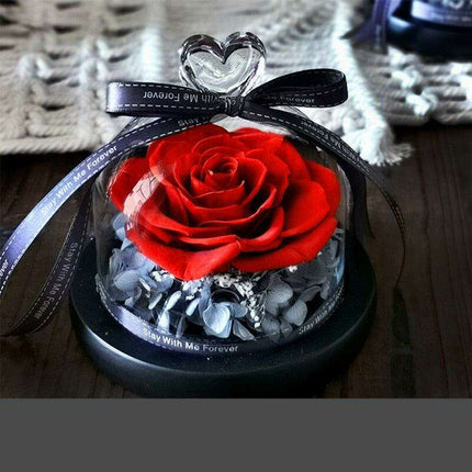 Eternal Romance - Glass Enchantment with Preserved Roses and LED Lights