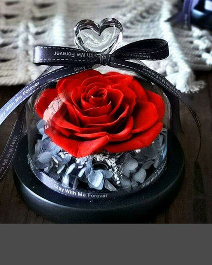 Eternal Romance - Glass Enchantment with Preserved Roses and LED Lights