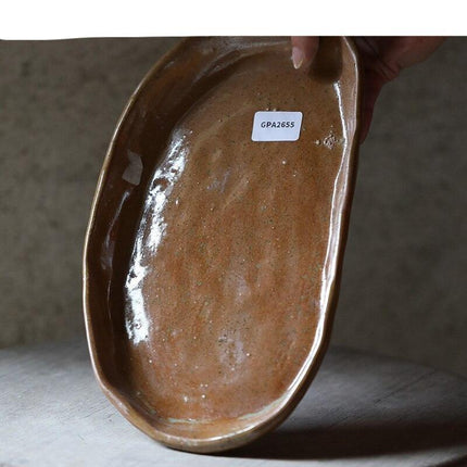 Serenity Zen Garden Handcrafted Wood-Fired Pottery Platter - Rustic Artisan Dinnerware