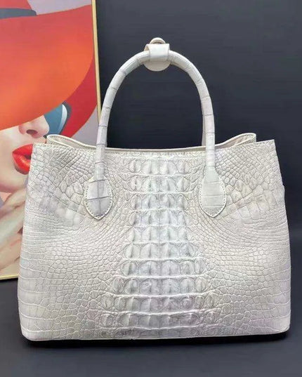 Exquisite Alligator Leather Tote Bag for Women with Unique Crocodile Aesthetic