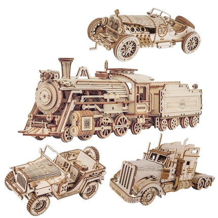 Historical 3D Wooden Army Jeep Model Kit for DIY Enthusiasts