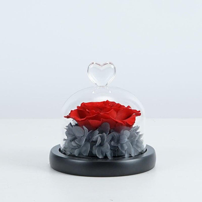 Eternal Love Radiance: Heart-Shaped Glass Dome with Illumination - Luxury Preserved Rose Display