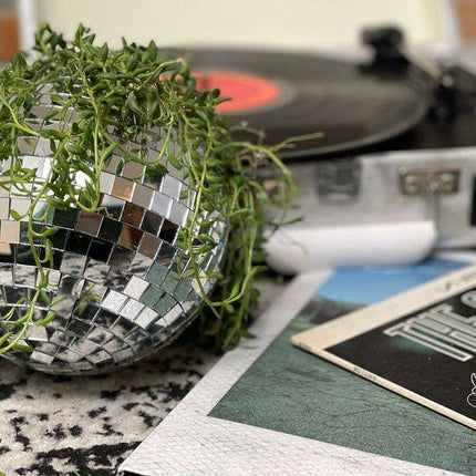 Disco-Inspired Hanging Planter for Chic Greenery Accent