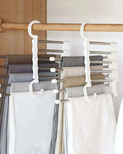 Versatile 5-in-1 Telescoping Stainless Steel Trouser Organizer for Closet