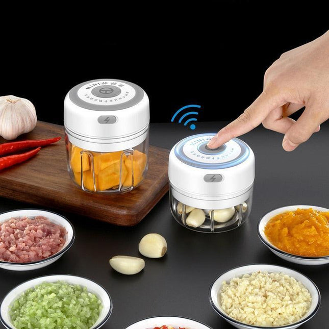 Compact Electric Garlic Chopper with Quick-Slice Technology and Adjustable Capacity