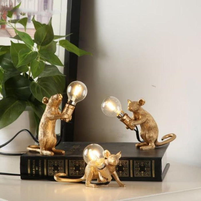 Nordic Style LED Resin Mouse Table Lamp - Artisan Crafted Glow