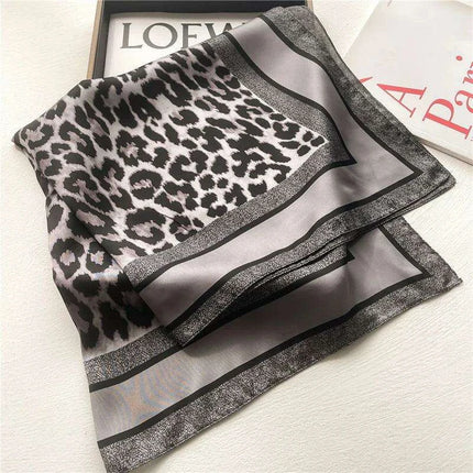 Elegant Leopard Print Silk-like Scarf: Elevate Your Style Game