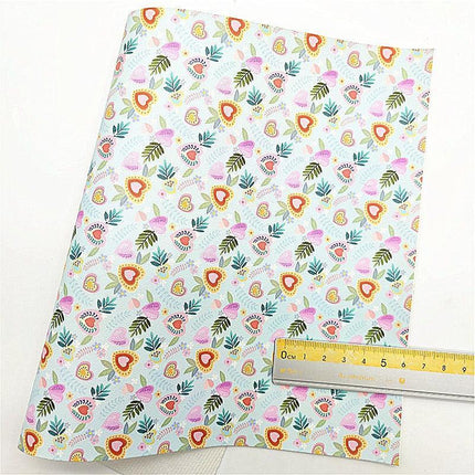 Iridescent Faux Leather Crafting Sheet with Sparkling Stars and Hearts Design - 21x29CM