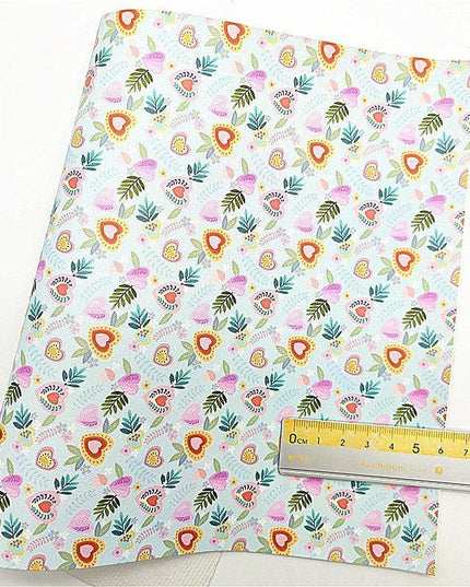 Iridescent Faux Leather Crafting Sheet with Sparkling Stars and Hearts Design - 21x29CM