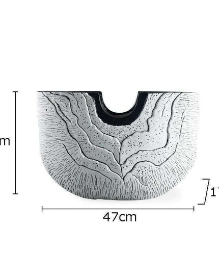 Elegant U-Shaped Floral Resin Vase with Contemporary Ceramic Aesthetic