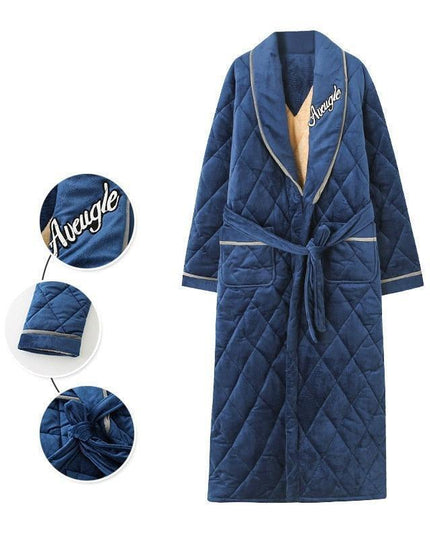 Plush Comfort Plus Size Men's Cotton Flannel Bathrobe for Winter Relaxation