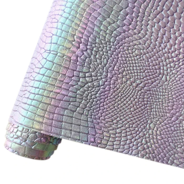 Luxurious Metallic Crocodile Stripe Holographic Faux Leather Craft Roll - 30x135cm
