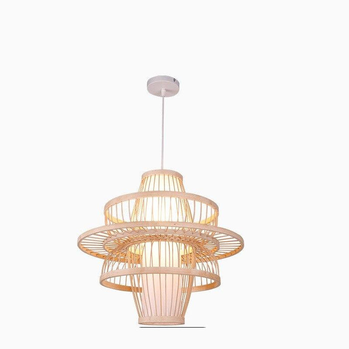 Bamboo Ceiling Chandelier: Hand-Woven Statement Piece for Home and Garden Decor