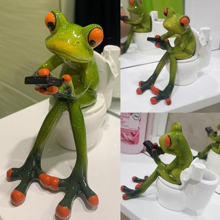 Whimsical Green Frog Resin Desk Ornament - Enchanting Home Decor