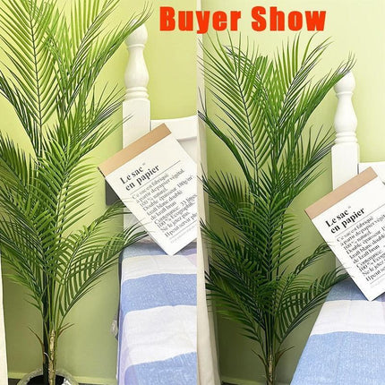 Lush Oasis 96cm Faux Palm Tree with Monstera Leaves - Chic Indoor Decor