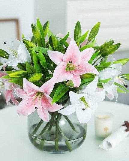 Elegant Lily Floral Arrangement: Stunning Artificial Flower Set for Home and Event Decor
