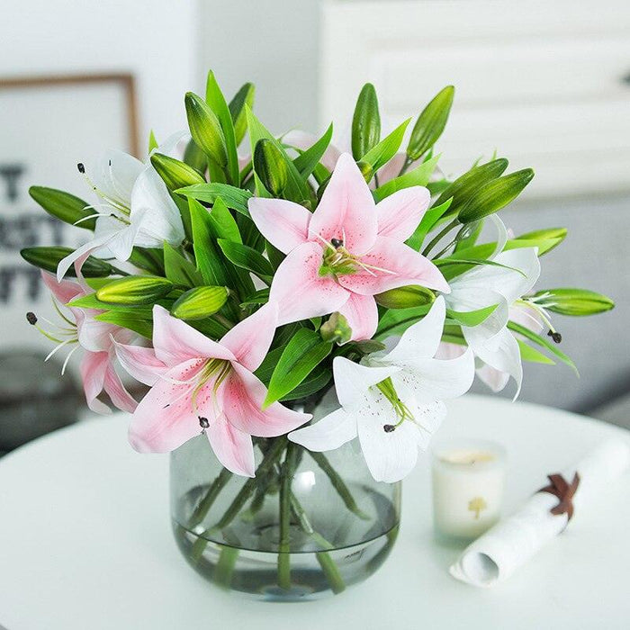 Elegant Lily Floral Arrangement: Stunning Artificial Flower Set for Home and Event Decor