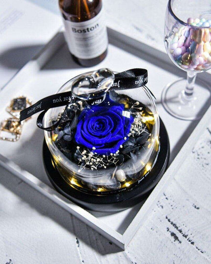 Timeless Romance: Preserved Real Rose in Illuminated Glass Dome