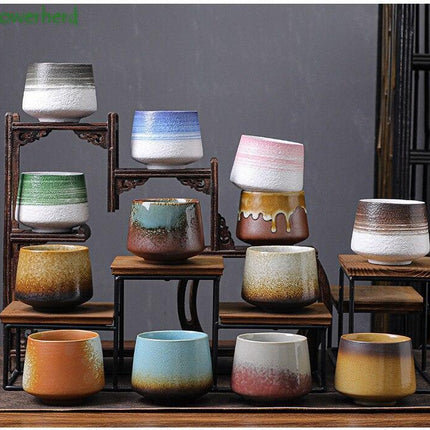 Artisan European Nature-Inspired Tea Cup Set with Unique Kiln-Fired Glazing