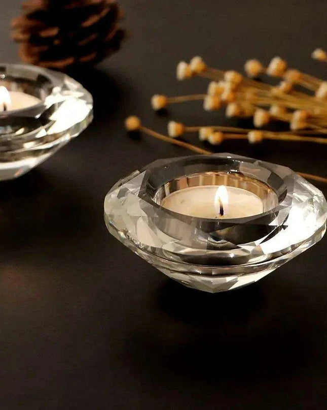 Elegant Crystal Tealight Holder: Illuminate Your Home with Style