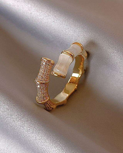 Opulent Bamboo-Style Opal Rings - Chic Korean Fashion Jewelry