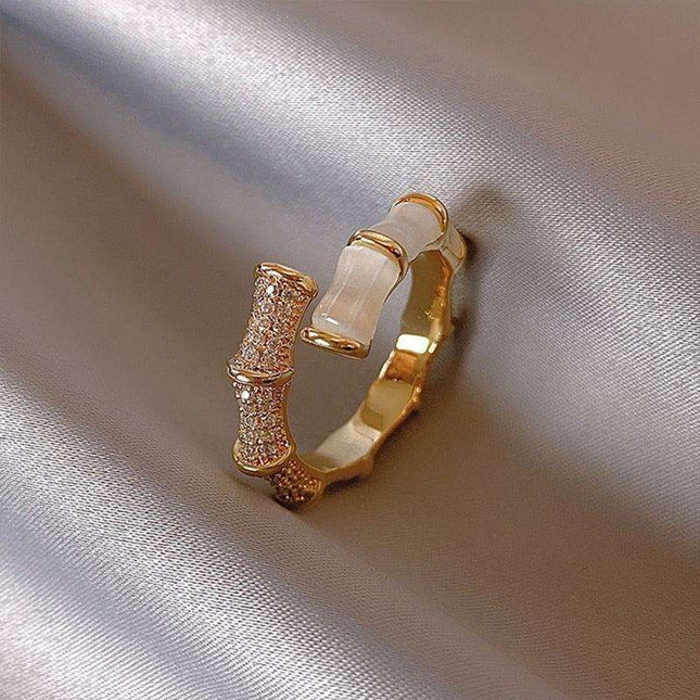 Opulent Bamboo-Style Opal Rings - Chic Korean Fashion Jewelry