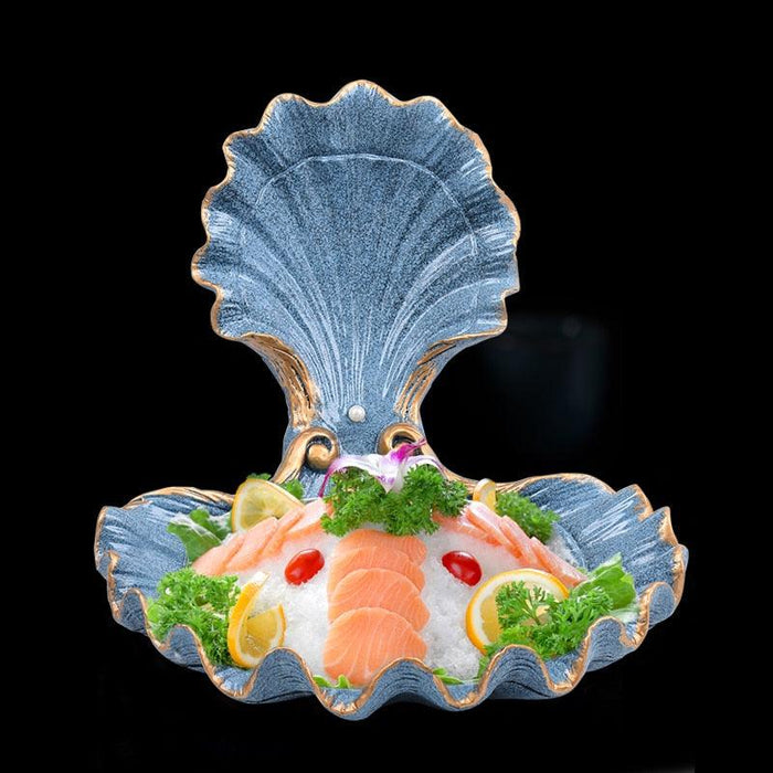 Oceanic Elegance Resin Serving Plate - Masterpiece for Seafood Artistry