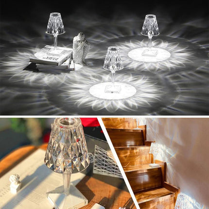 Sleek LED Table Lamp with Crystal Accents and Nightlight Feature