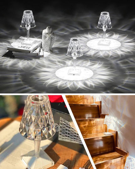 Sleek LED Table Lamp with Crystal Accents and Nightlight Feature