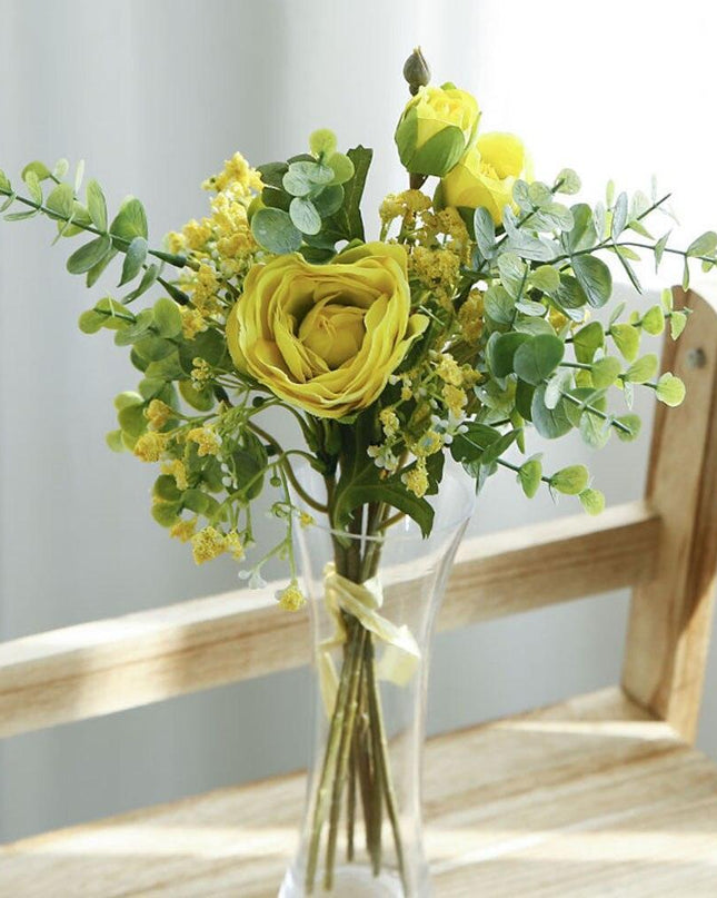 Sophisticated Silk Floral Bouquet with Roses and Baby's Breath for Elegant Decor