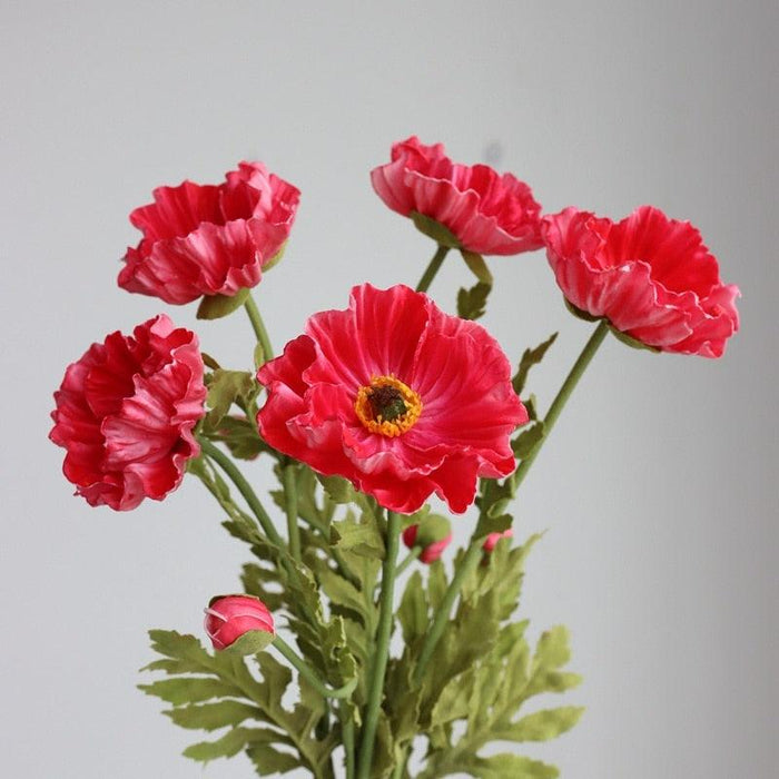 Luxurious Real Touch Poppy Artificial Flower Bouquet - Elegant Faux Floral Centerpiece