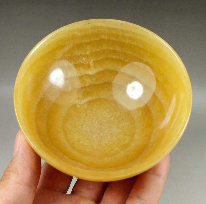 Hand-Carved Yellow Jade Topaz Bowl - Natural Stone Teacup for Wellness