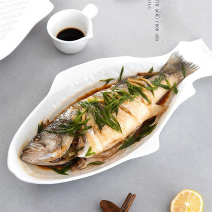 Elegant Fish-Shaped White Ceramic Dining Plate for Sophisticated Entertaining