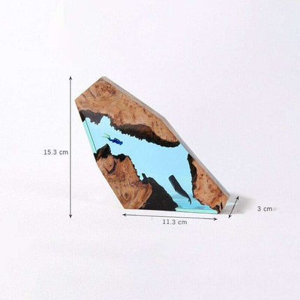 Illuminated Coastal Diver Resin & Wood Art with USB Night Light - Unique Ocean Decor