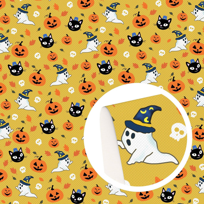 Spooky Ghost Pumpkin Leatherette Sheets - Halloween Crafting Essentials 🎃