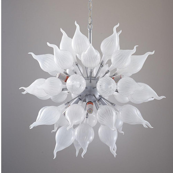 Elegant 32" Adjustable Nordic Glass LED Chandelier with Hand-Blown Glass Accents