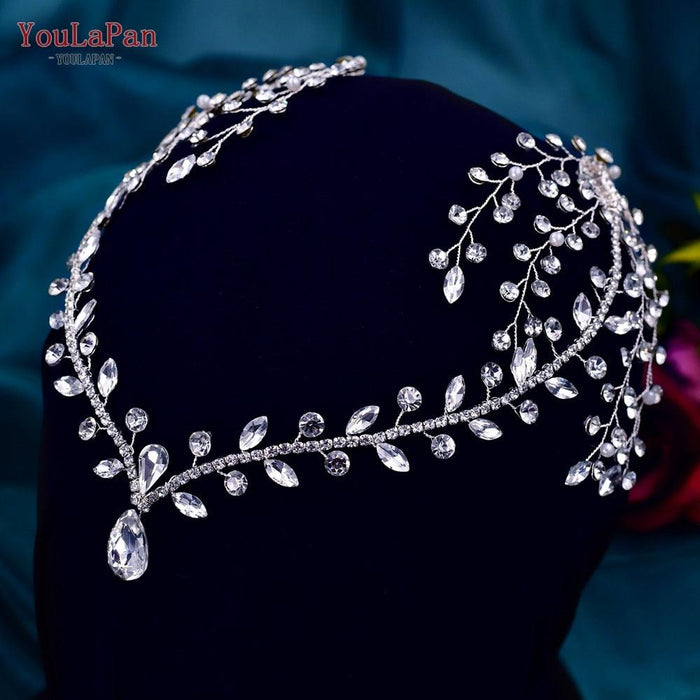 Shimmering Rhinestone Water Drop Pendant Bridal Headband