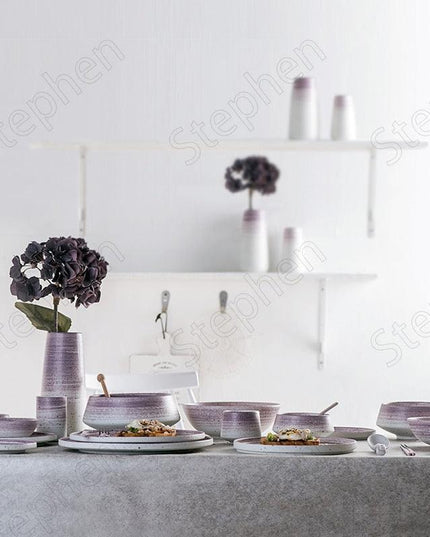Elegant Purple Rhyme Stoneware Dining Set for a Chic Table Experience