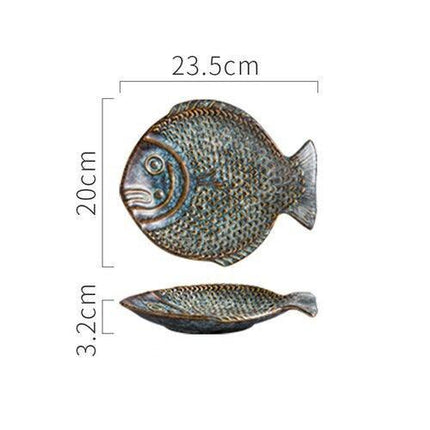 Elegant Japanese Botanical and Ocean-Inspired Ceramic Plates - Unique Irregular Design for Sophisticated Dining