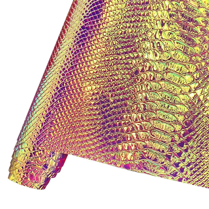 LuxeLeather Holographic Snake Skin Faux Leather Roll - Premium Crafting Material