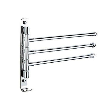 DOOKOLE Contemporary Stainless Steel Swivel Towel Rack with Hook for Enhanced Bathroom Organization