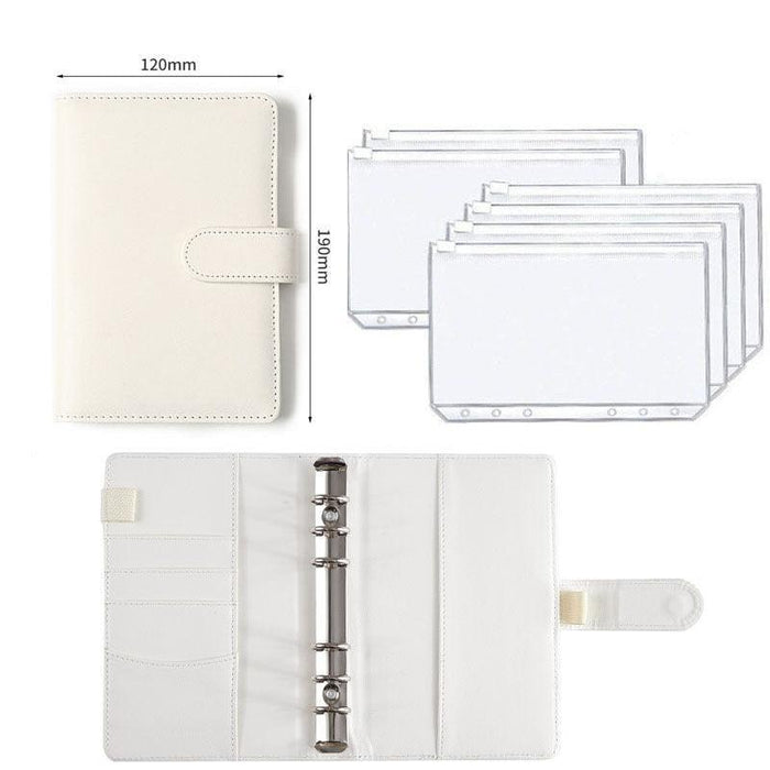 Elegant A6 Budget Planner Organizer with Customizable Loose-Leaf Pages and Secure Zippered Pockets - Stylish Financial Management Tool for Effortless Budgeting