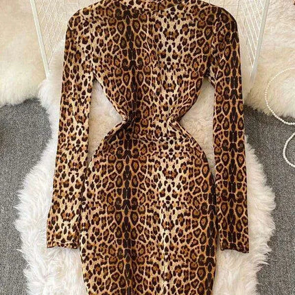 Leopard Elegance: Sleek Bodycon Mini Dress for the Fashion-Forward Woman - Exclusive Spring 2024 Collection