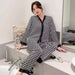 Spring Breeze Women's Long Sleeve Pajama Set with Ice Silk Pants