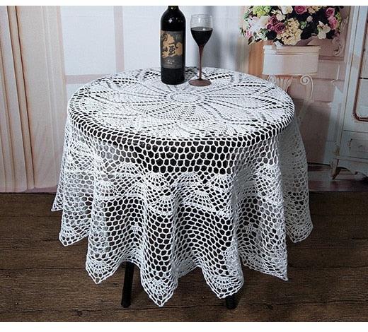 Botanica Luxurious Crochet Round Tablecloth - Chic Dining Essential