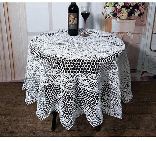 Elegant Botanica Round Tablecloth with Handcrafted Crochet Detailing for Home Entertaining & Holiday Festivities