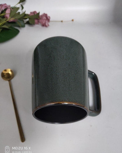 Vintage European Ceramic Coffee Mug Set with Spoon - 700ml for Tea and Hot Beverages