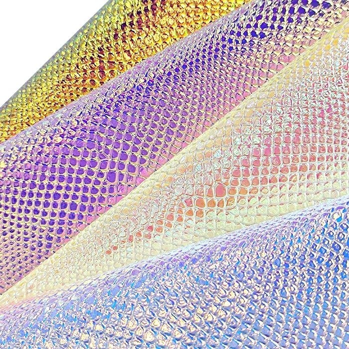 Dazzling Holographic Snakeskin PU Fabric - Elevate Your Creations