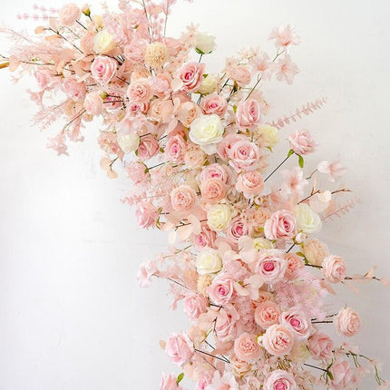 Charming Pink Floral Wedding Arch Set for Enchanting Decor Makeover